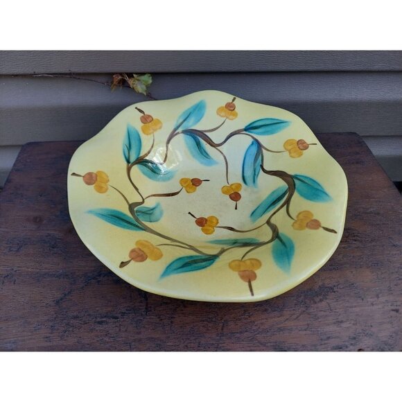 Hand-Painted Ceramic Fluted Bowl With Acorn Design By Gail Pittman - Picture 1 of 4